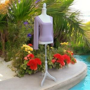 Women's Square-Neck Shine-Knit Top in Misty Lavender NWT size M